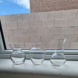 Crate&Barrel Clear Glass Vase Trio